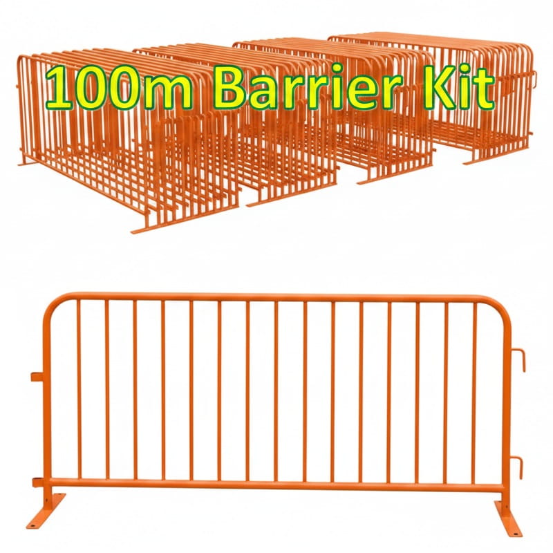 100m NZTA Approved Pedestrian Barrier Kit (Orange)