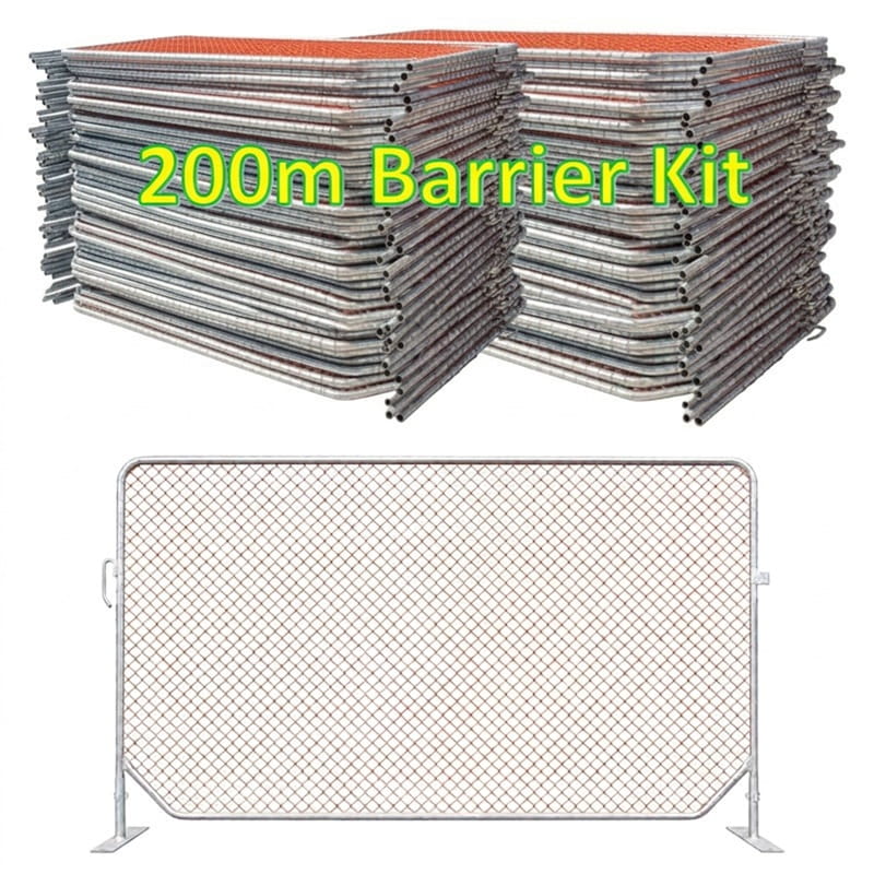 200m Construction Barrier Kit (Orange Diamond Mesh)