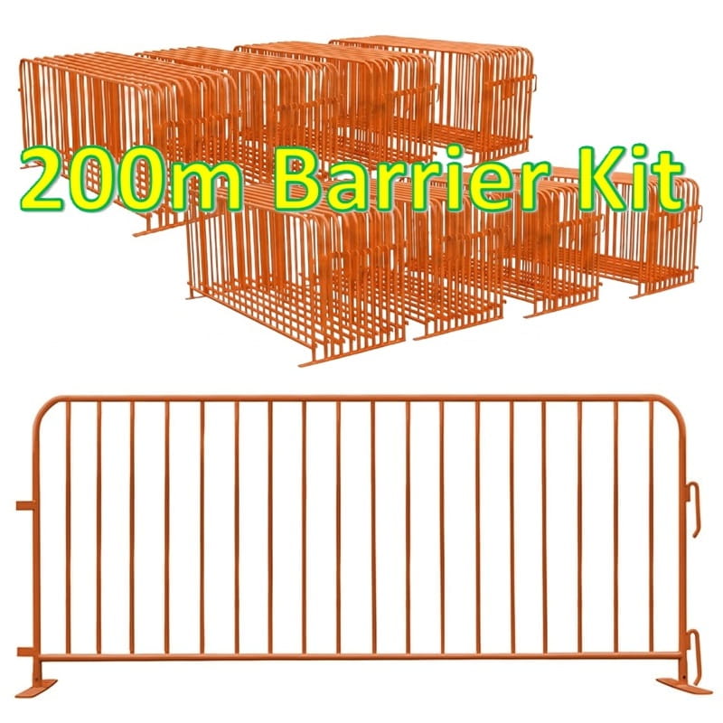 200m NZTA Approved Pedestrian Barrier Kit (Orange)