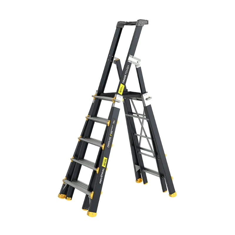TradeTough AdjustaStep Fibreglass Telescopic Platform Ladder