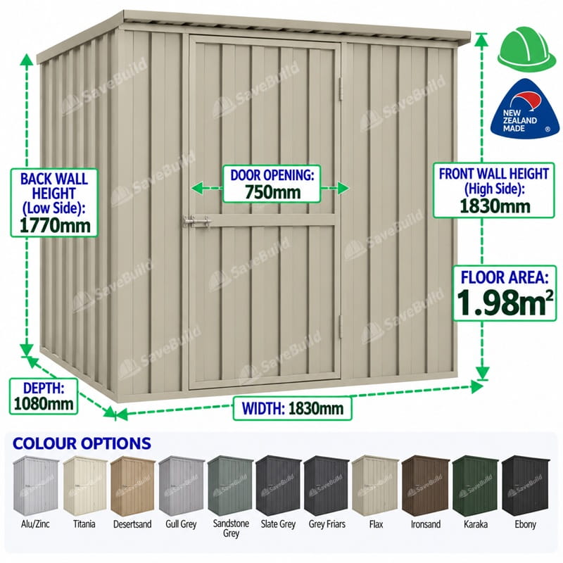 1.83m x 1.08m Garden Master Shed