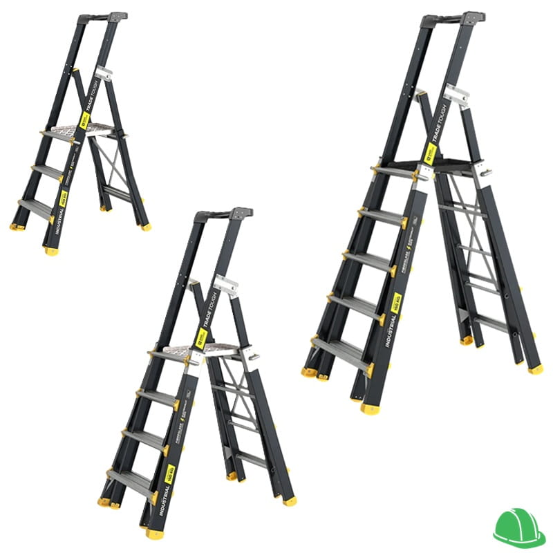 TradeTough AdjustaStep Fibreglass Telescopic Platform Ladder
